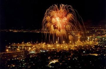 Independance day fireworks over Haifa port